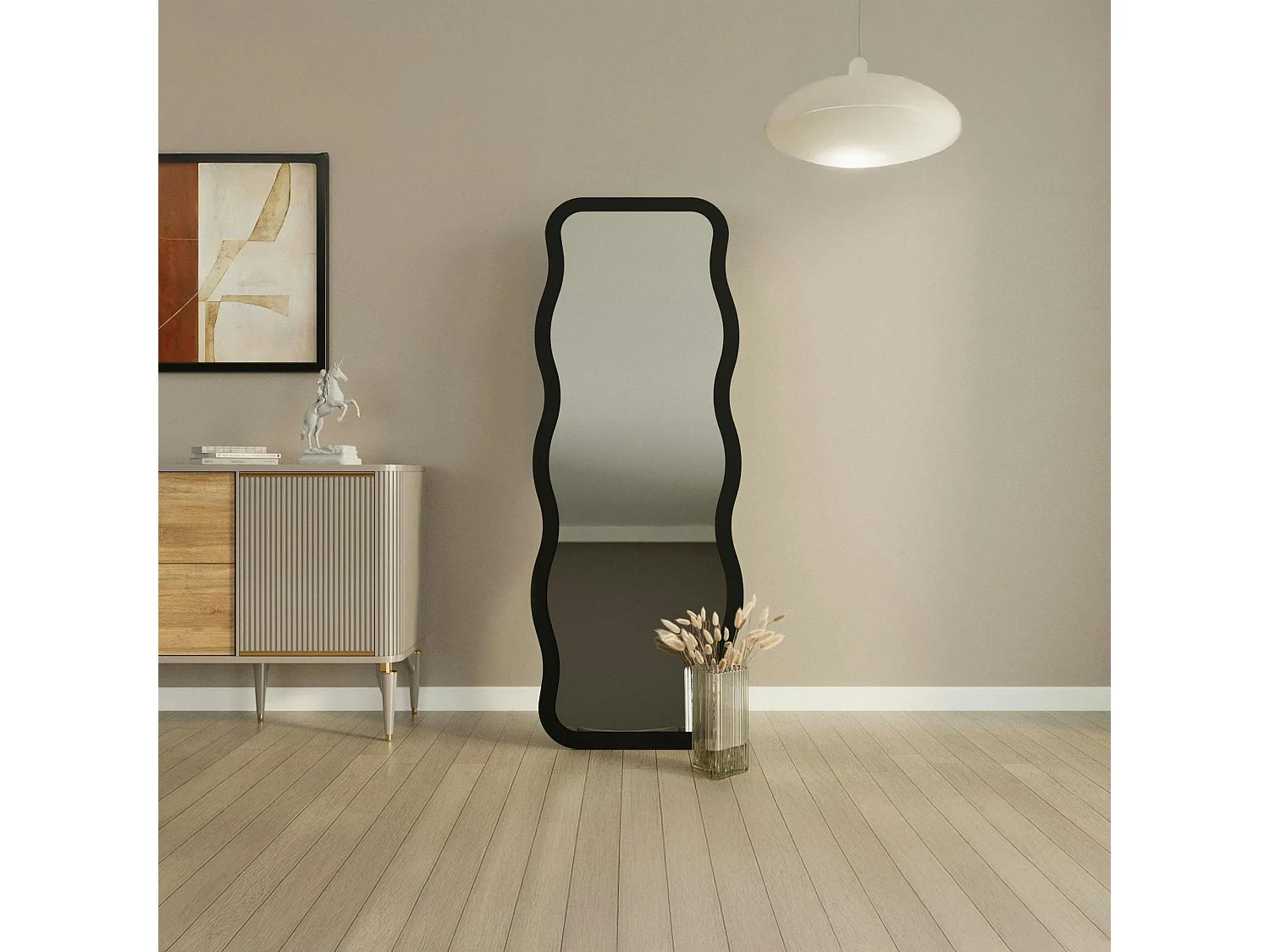 Miroir plein pied noir motif vague, style tendance 160 cm CODY