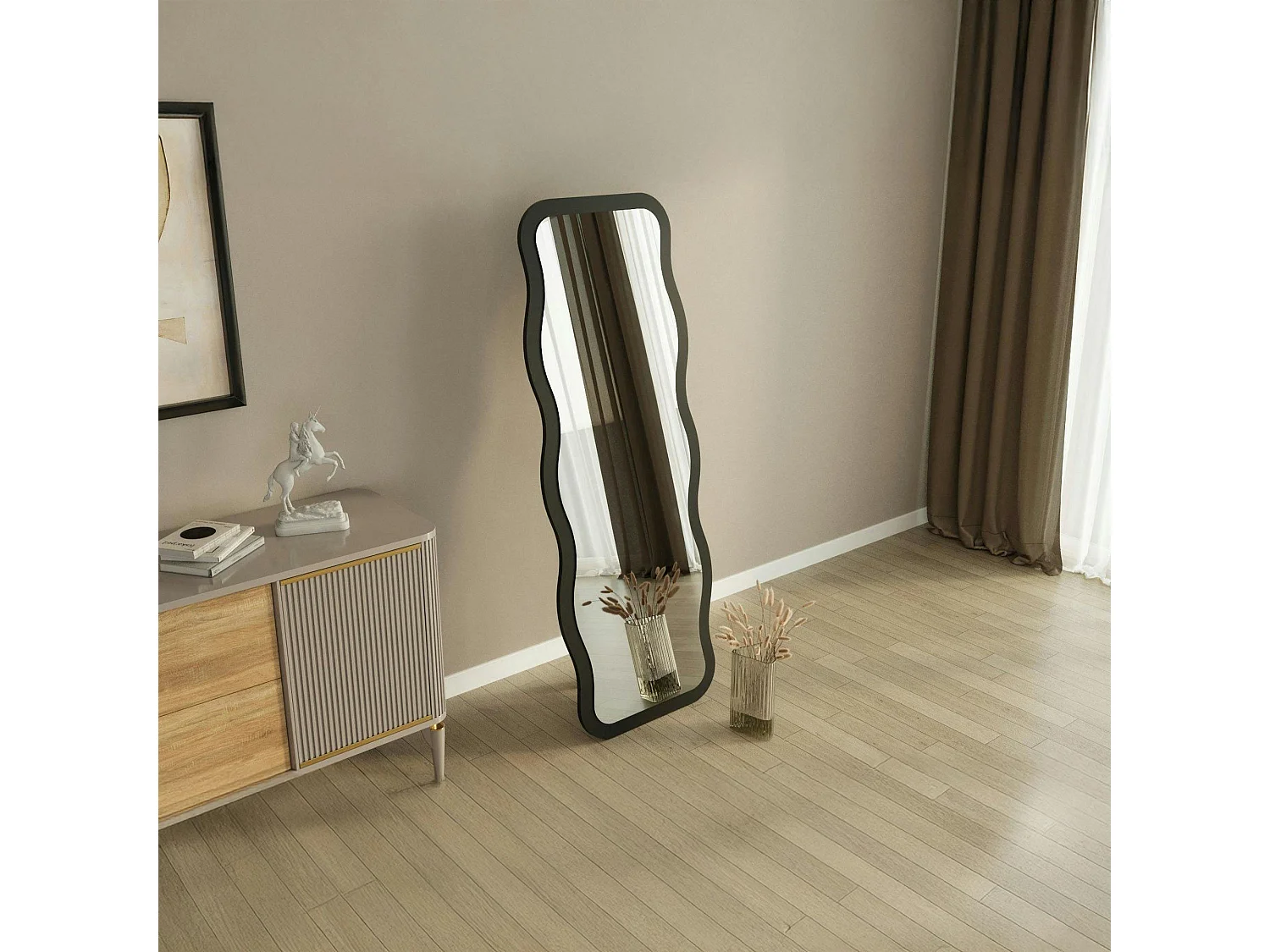 Miroir plein pied noir motif vague, style tendance 160 cm CODY
