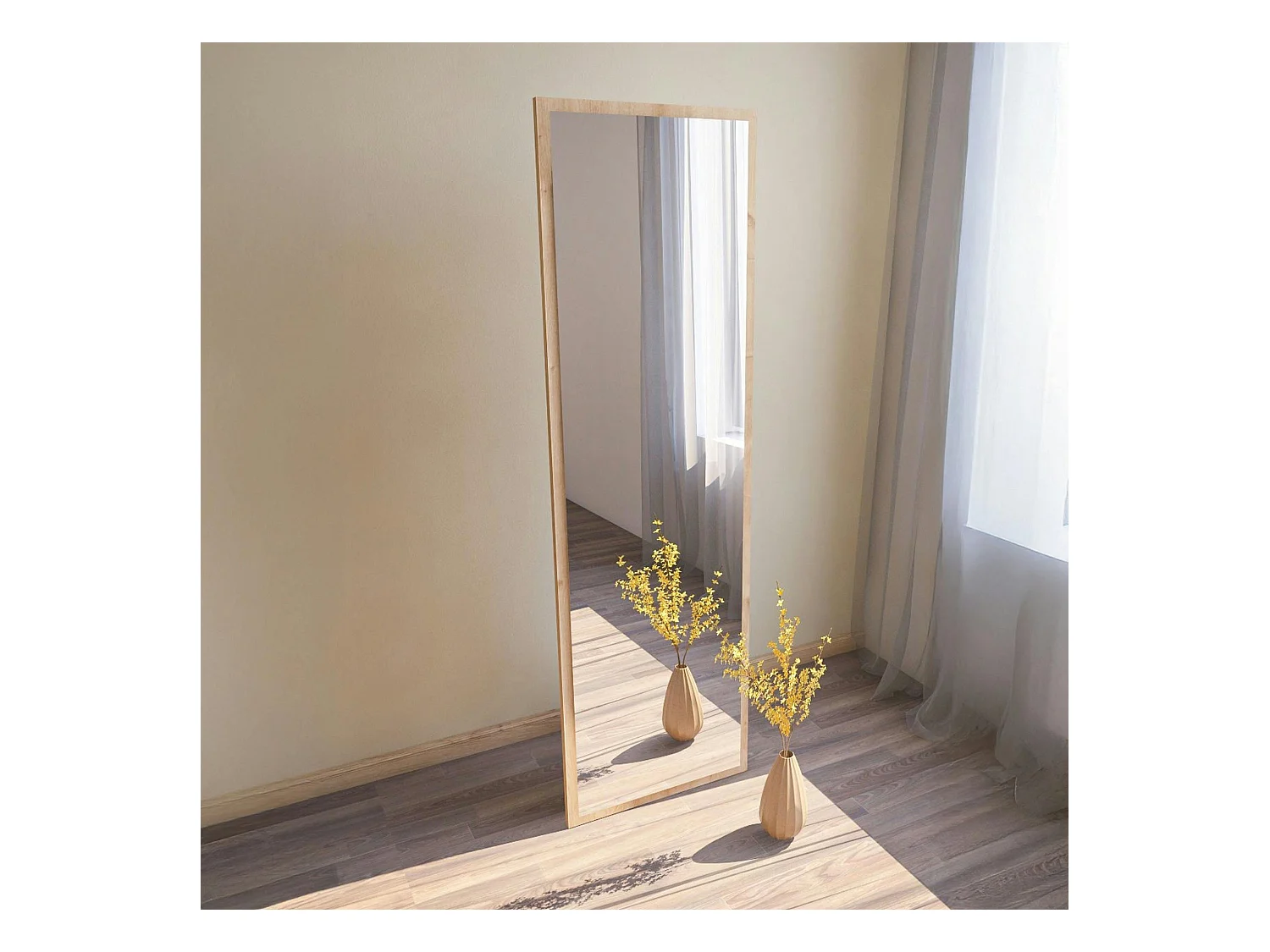 Grand miroir plein pied effet bois style moderne 160 cm CODY