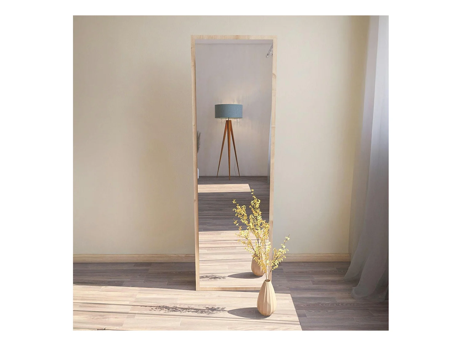 Grand miroir plein pied effet bois style moderne 160 cm CODY