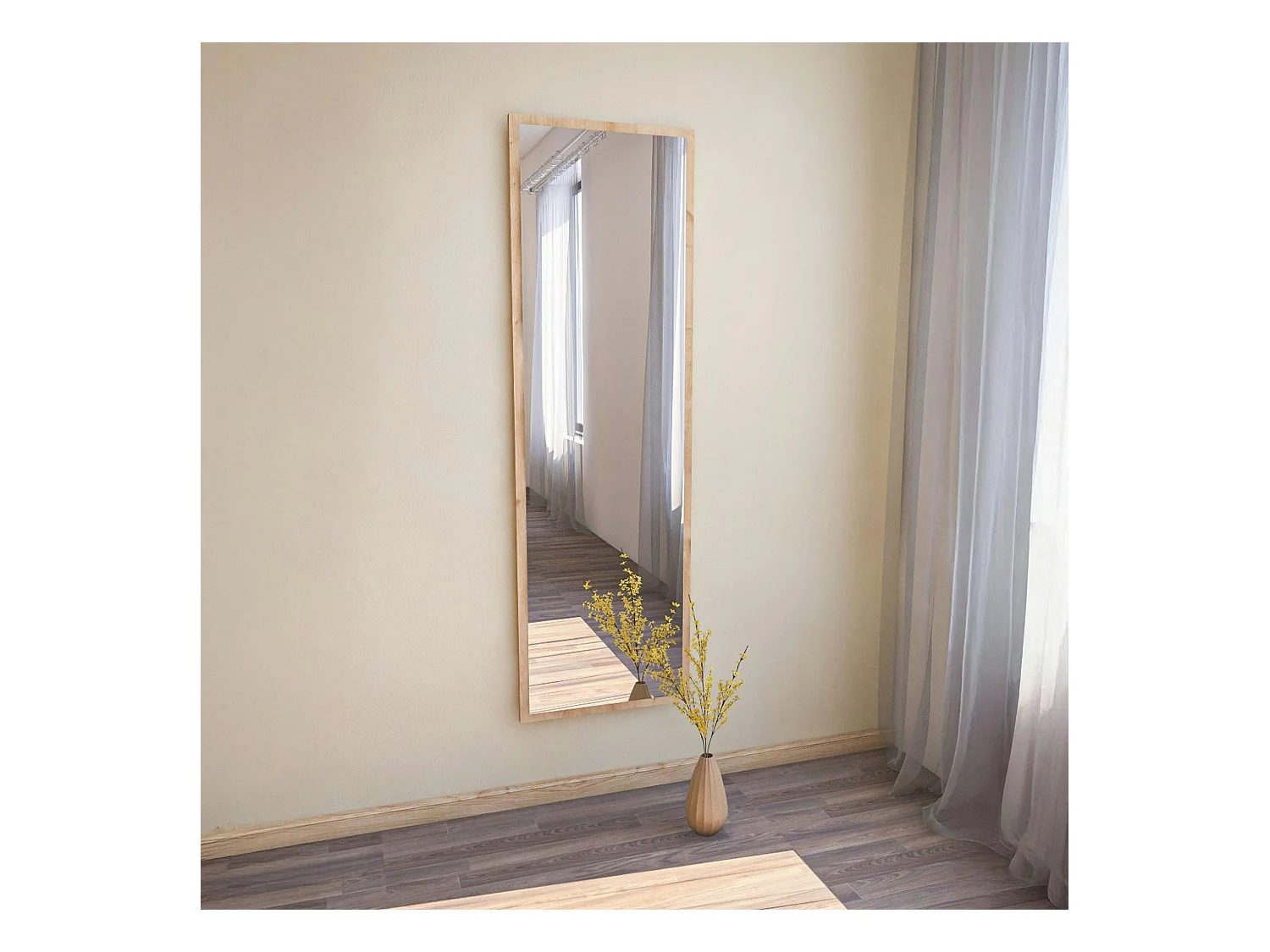 Grand miroir plein pied effet bois style moderne 160 cm CODY