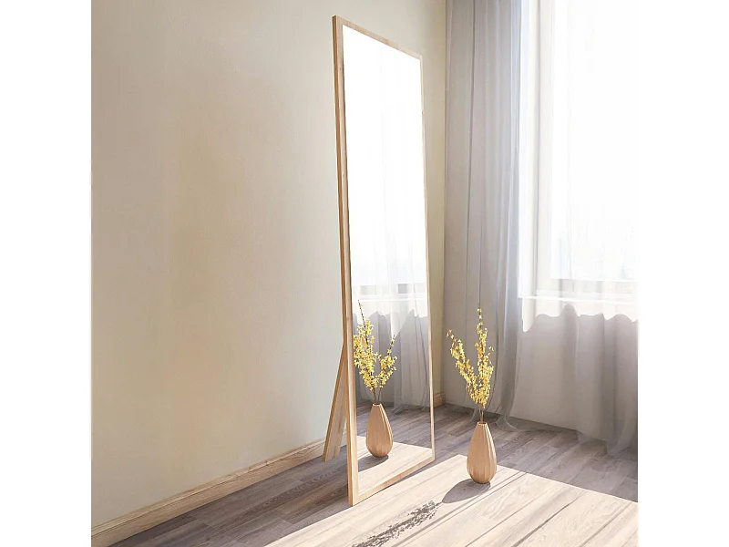 Grand miroir plein pied effet bois style moderne 160 cm CODY