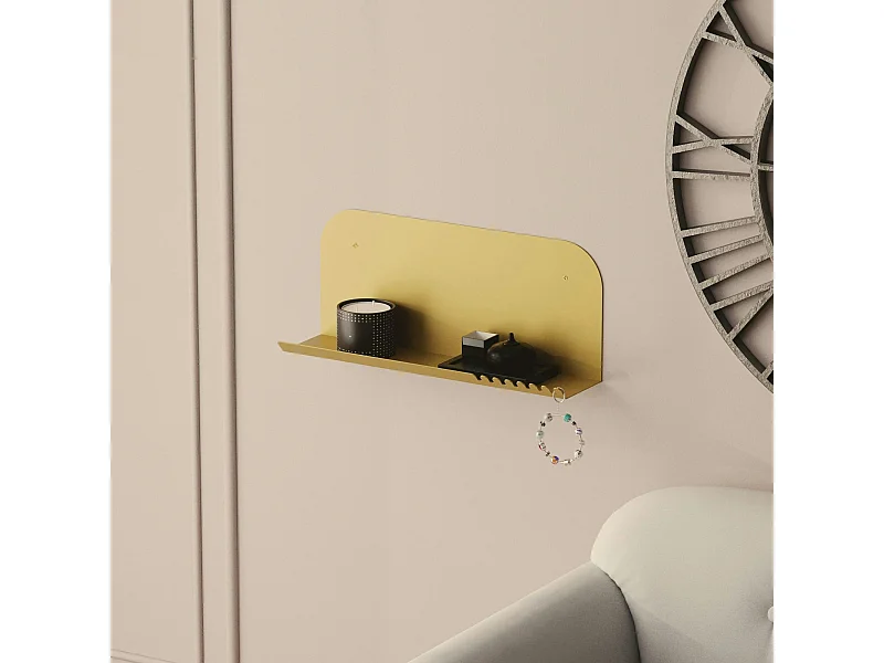 Étagère murale en métal doré avec support dentelé SFAX