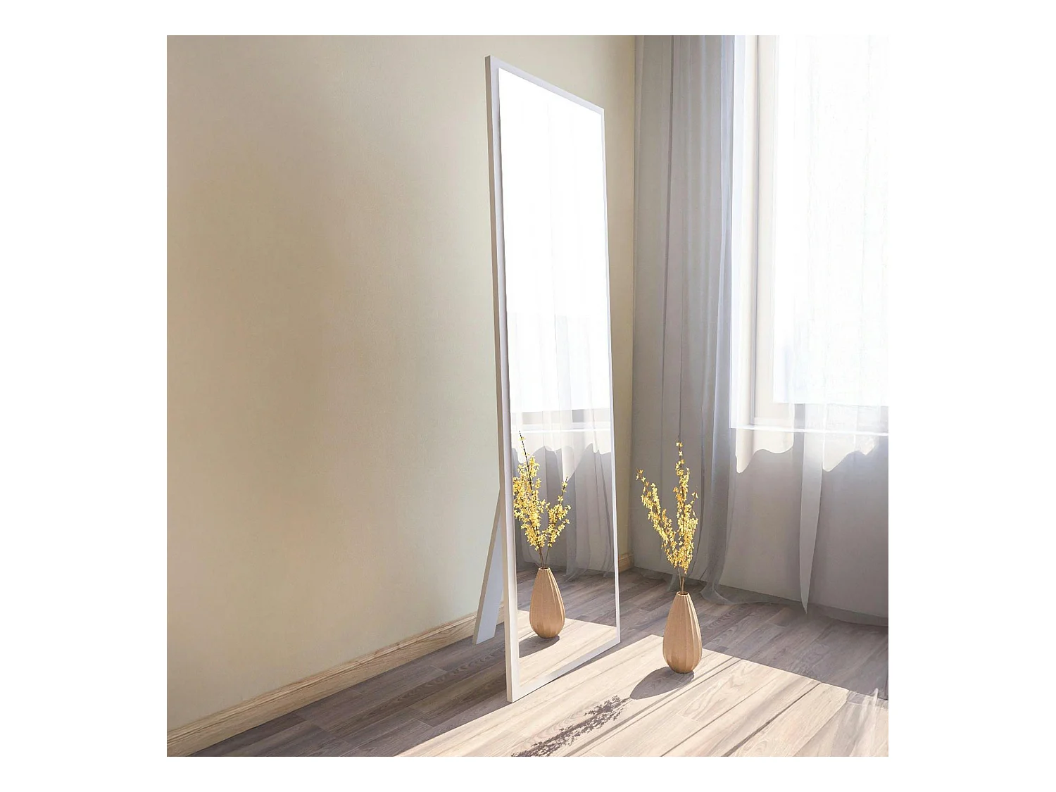 Grand miroir blanc plein pied 160 cm style moderne CODY