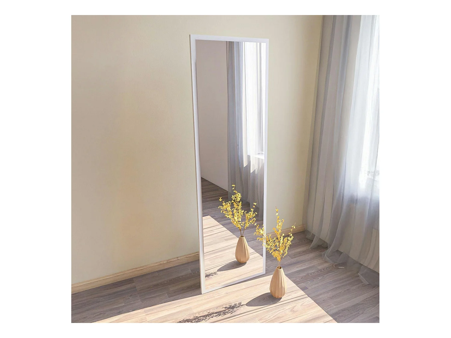 Grand miroir blanc plein pied 160 cm style moderne CODY