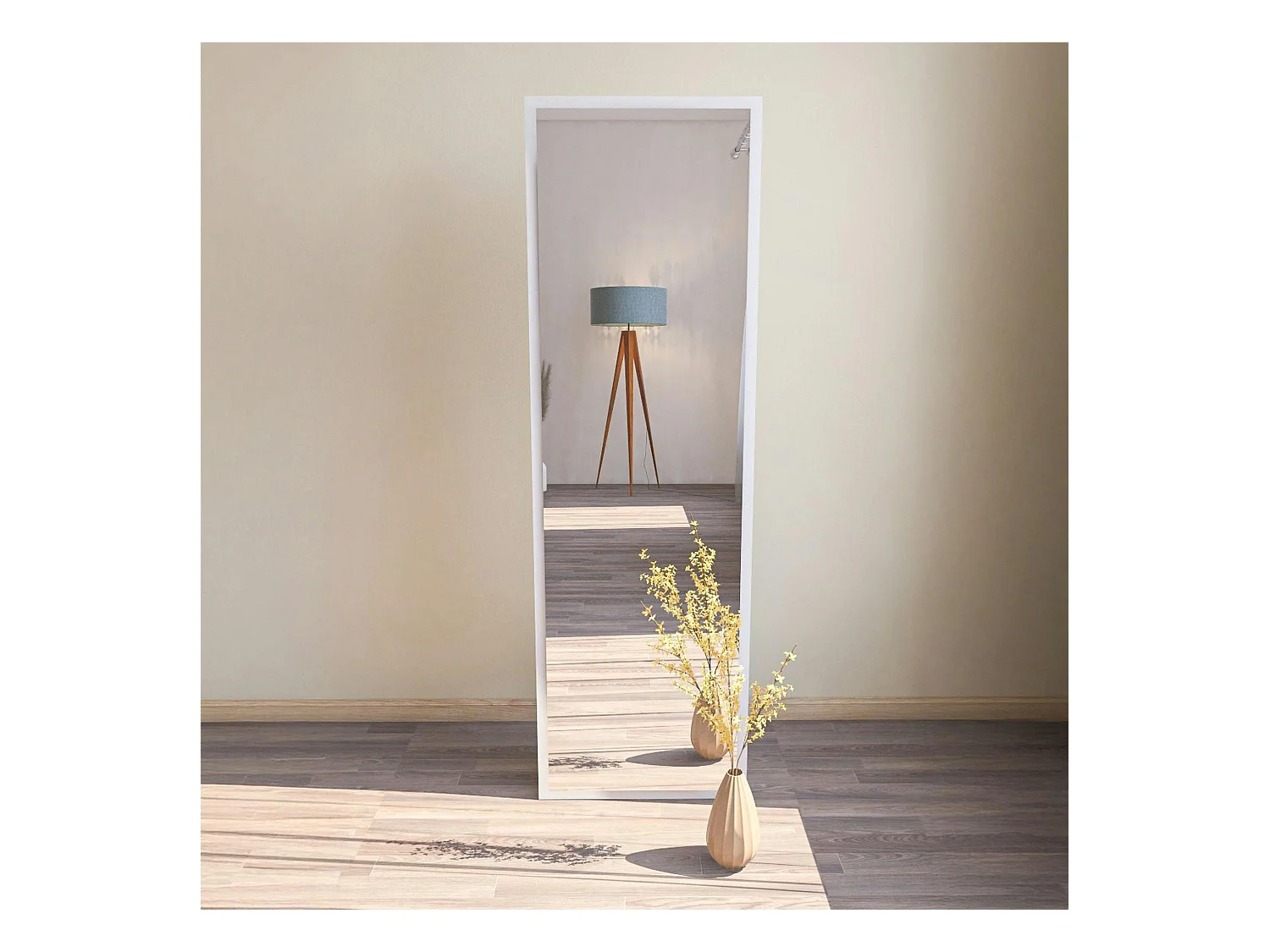 Grand miroir blanc plein pied 160 cm style moderne CODY