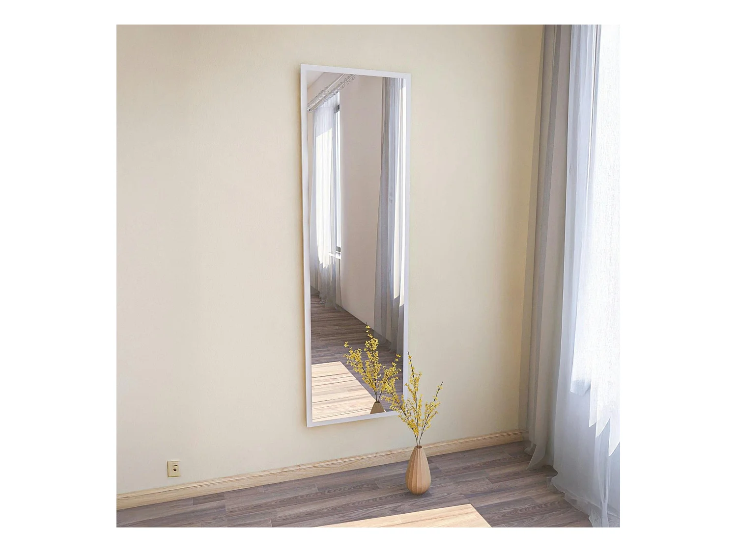 Grand miroir blanc plein pied 160 cm style moderne CODY