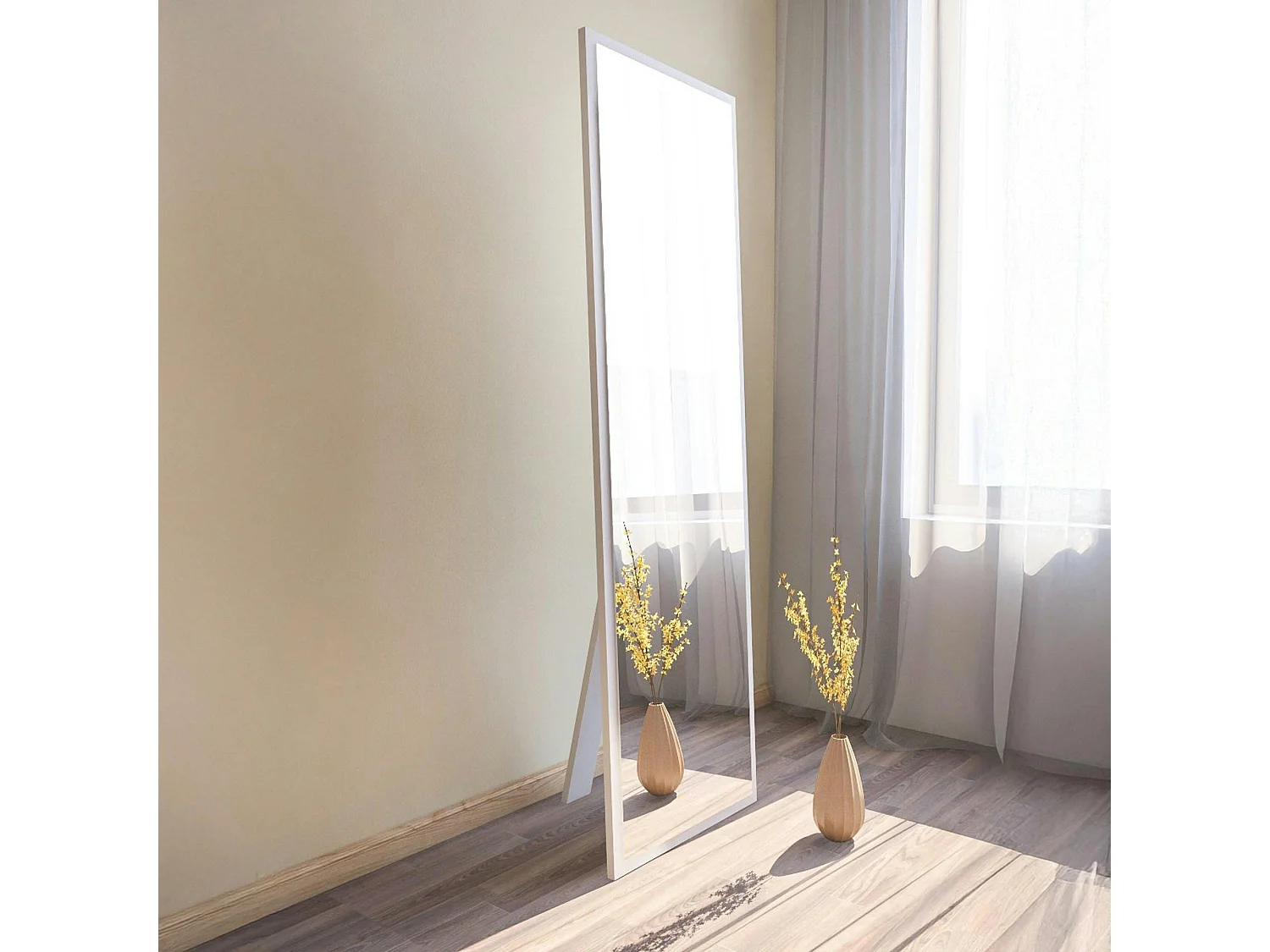 Grand miroir blanc plein pied 160 cm style moderne CODY