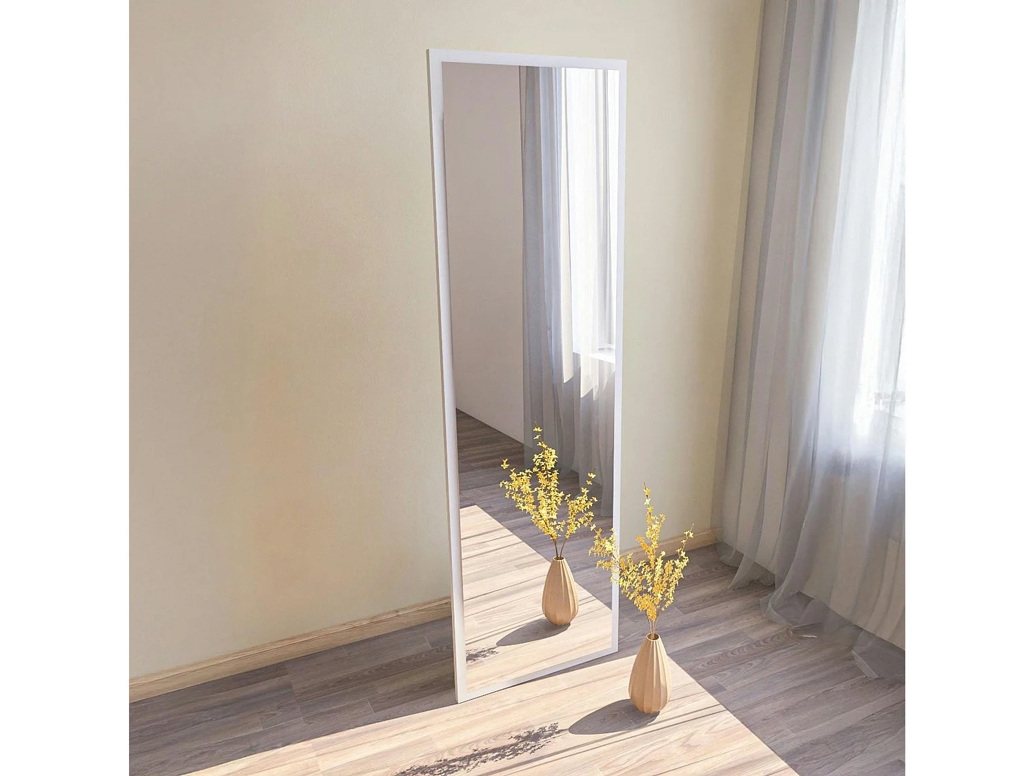 Grand miroir blanc plein pied 160 cm style moderne CODY