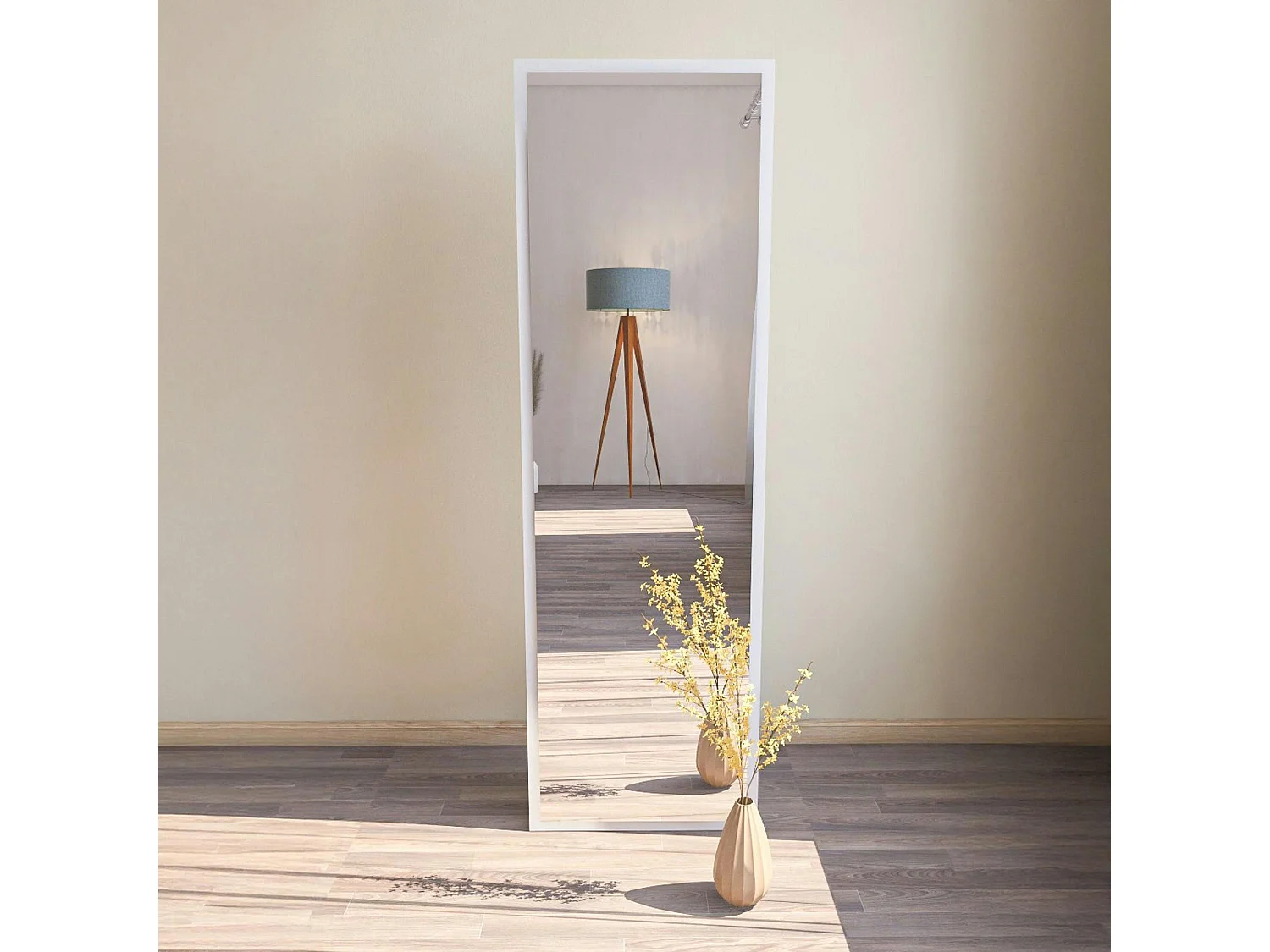 Grand miroir blanc plein pied 160 cm style moderne CODY