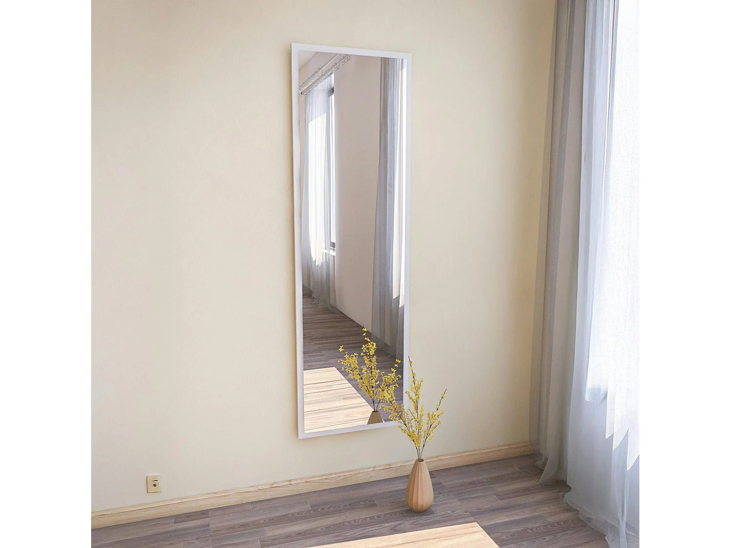 Grand miroir blanc plein pied 160 cm style moderne CODY