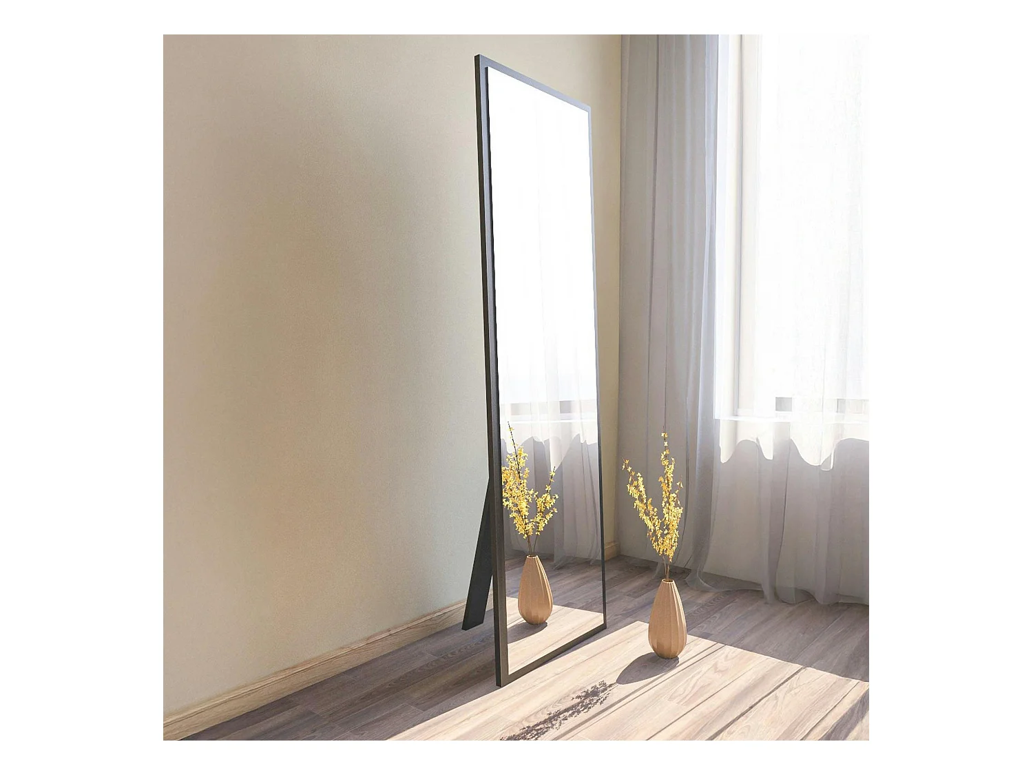 Grand miroir plein pied noir style moderne 160 cm CODY