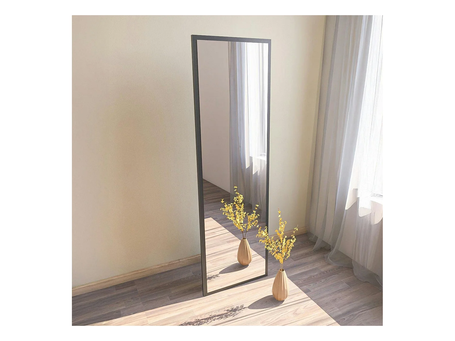 Grand miroir plein pied noir style moderne 160 cm CODY