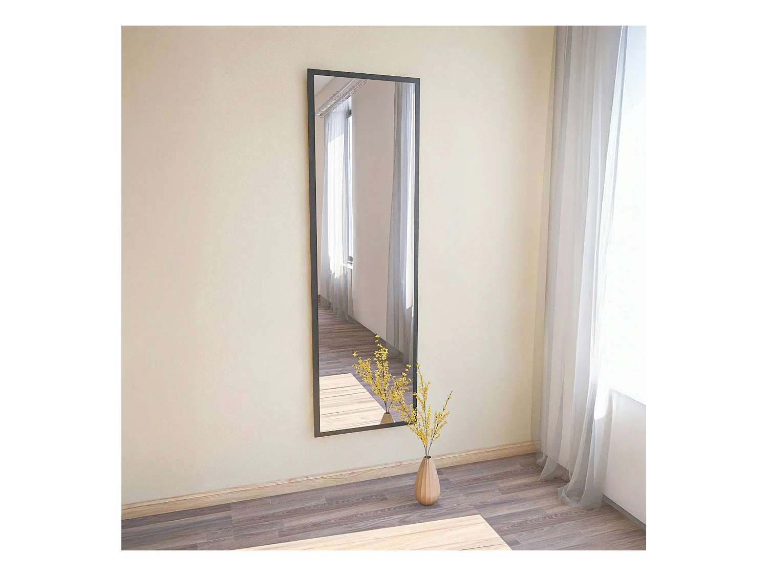 Grand miroir plein pied noir style moderne 160 cm CODY