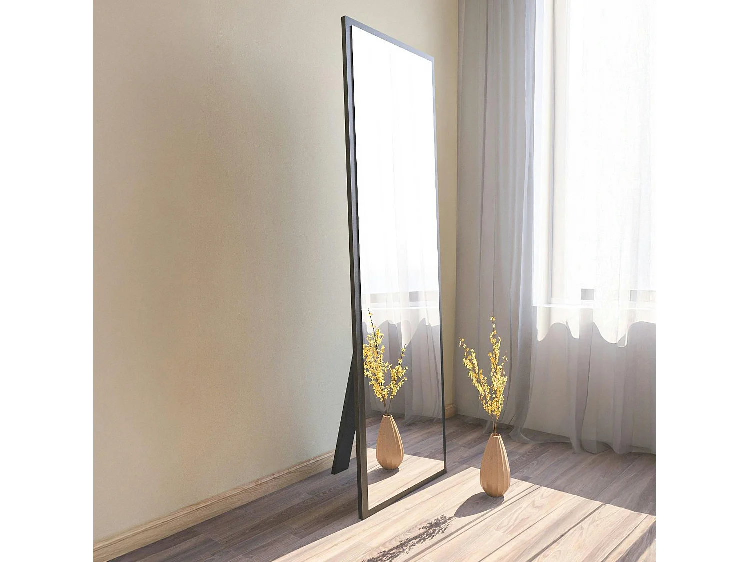 Grand miroir plein pied noir style moderne 160 cm CODY