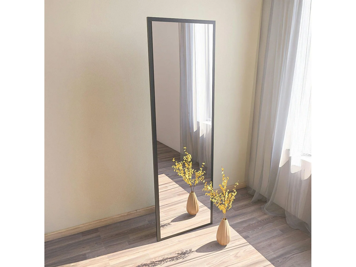 Grand miroir plein pied noir style moderne 160 cm CODY