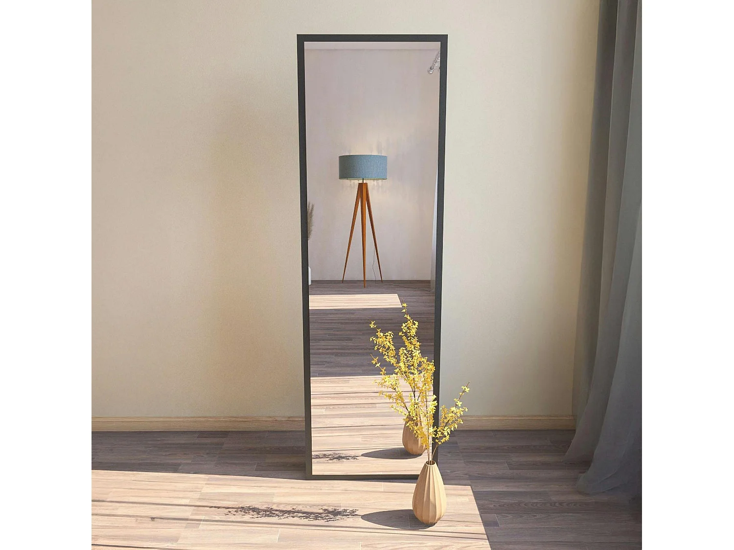 Grand miroir plein pied noir style moderne 160 cm CODY