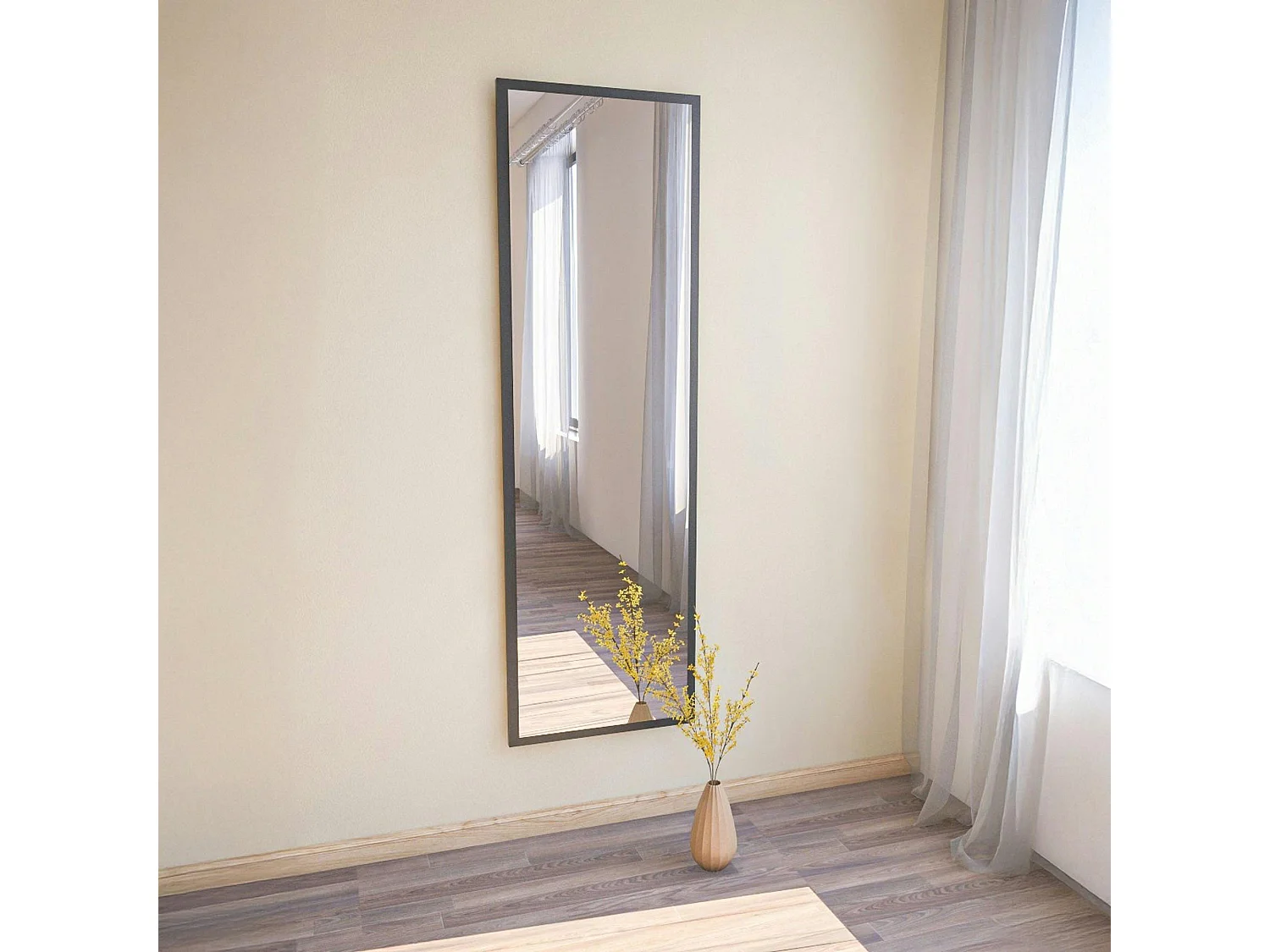 Grand miroir plein pied noir style moderne 160 cm CODY