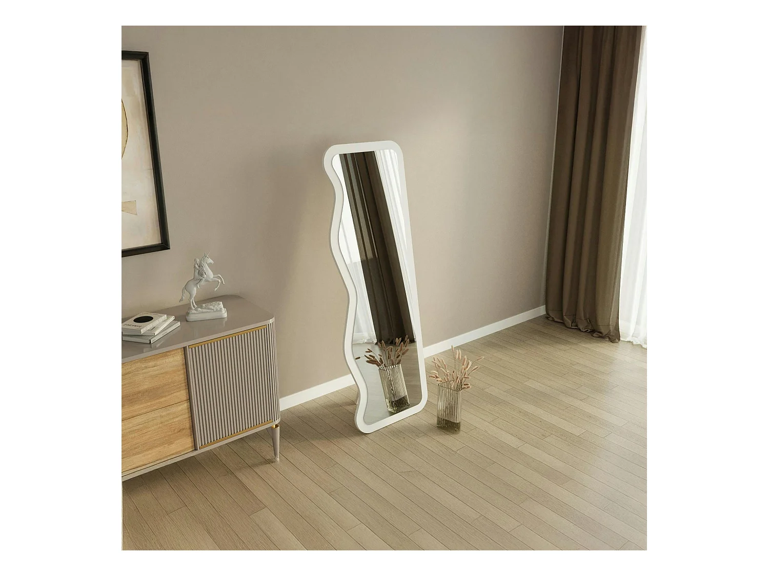 Miroir plein pied blanc avec ondulations - style moderne CODY