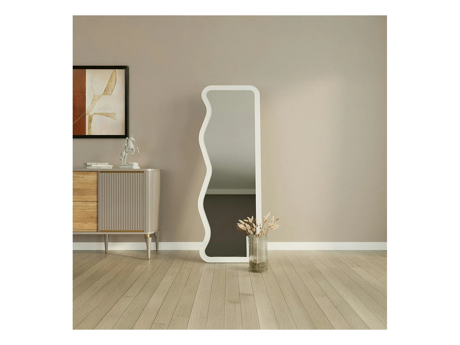 Miroir plein pied blanc avec ondulations - style moderne CODY