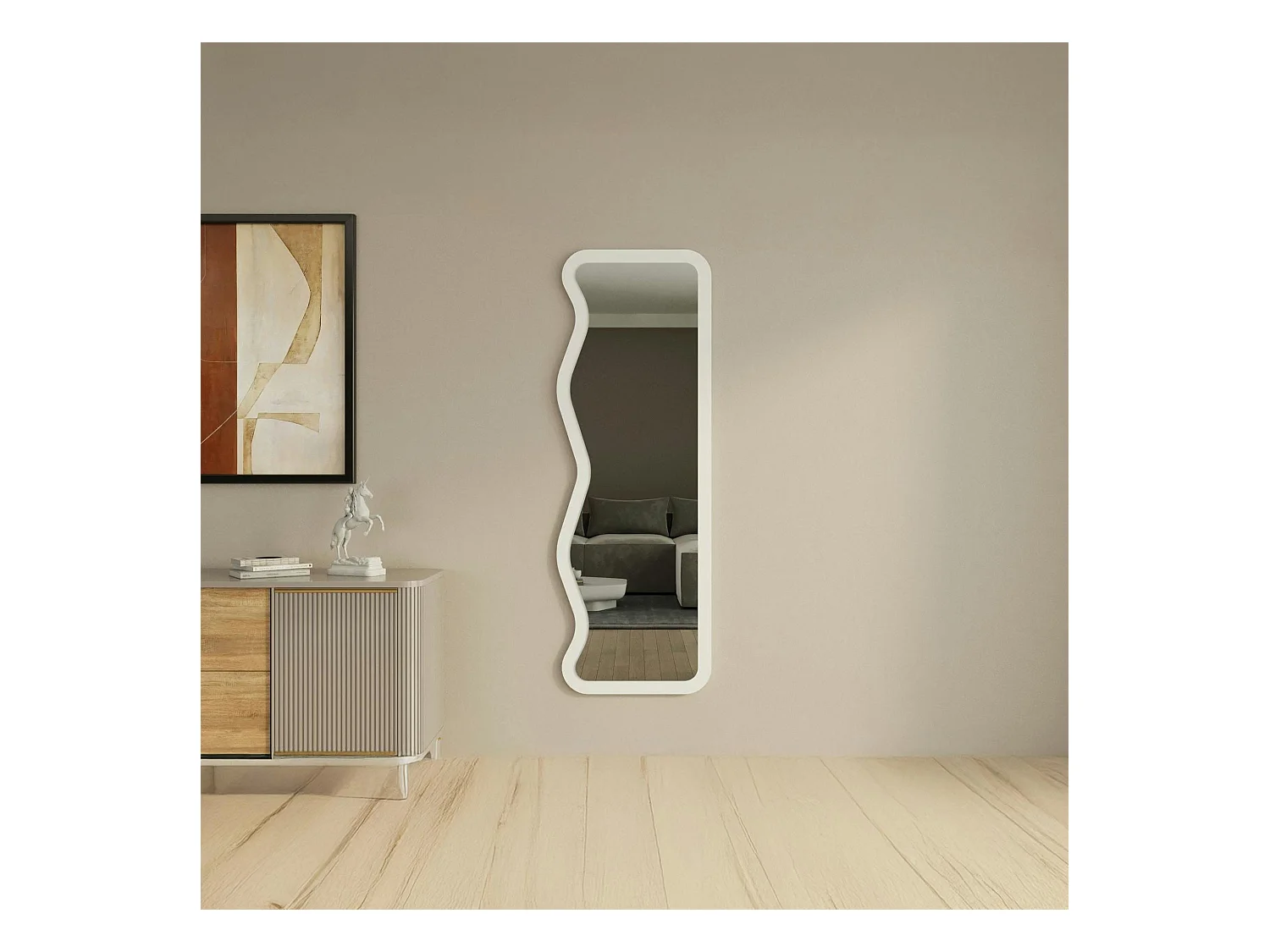 Miroir plein pied blanc avec ondulations - style moderne CODY