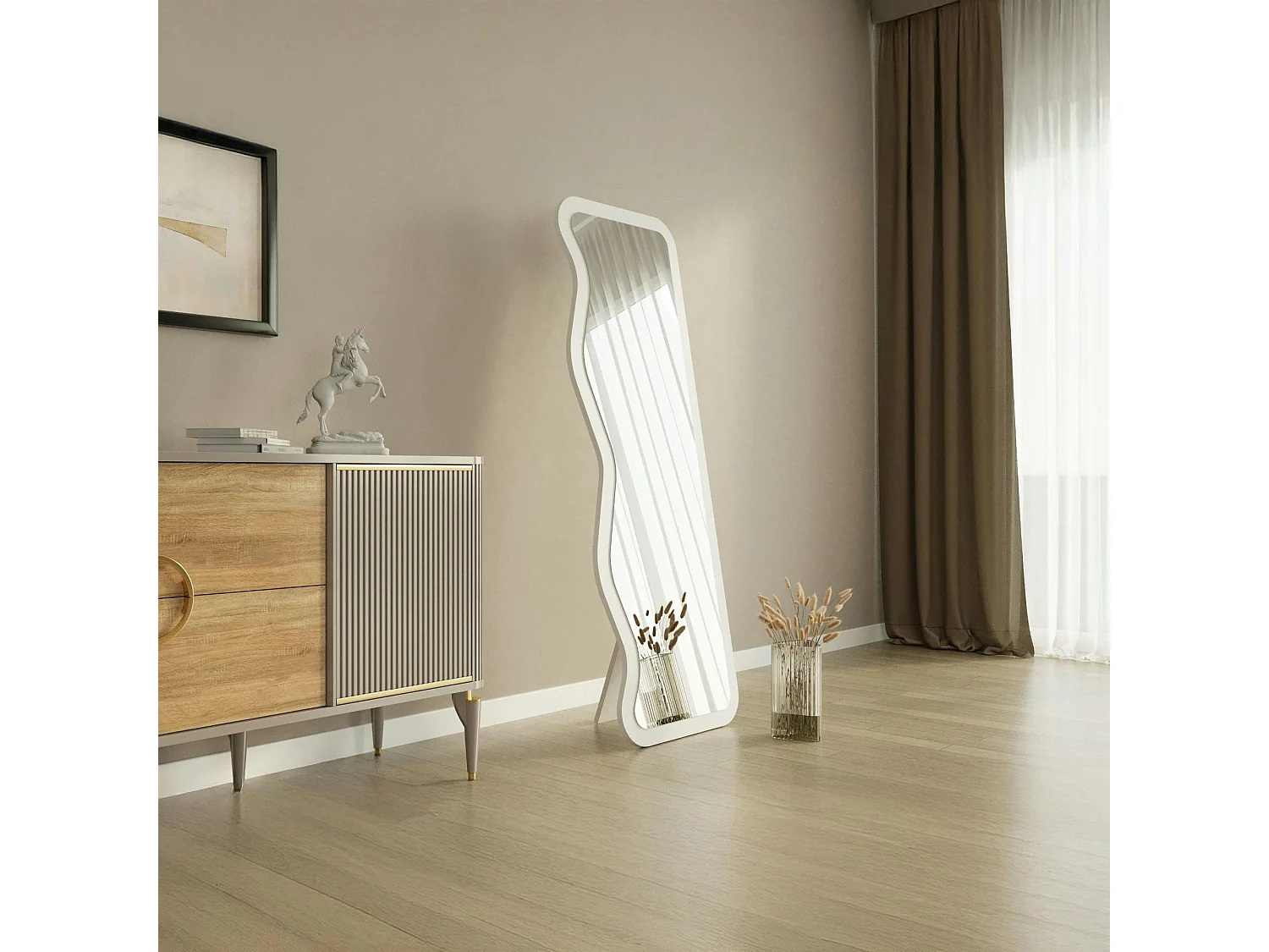 Miroir plein pied blanc avec ondulations - style moderne CODY