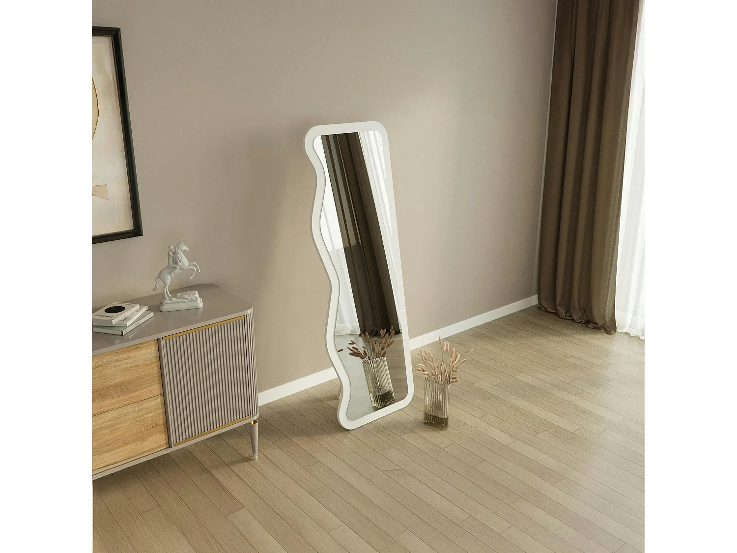 Miroir plein pied blanc avec ondulations - style moderne CODY