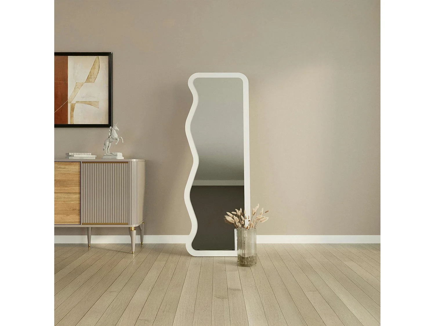 Miroir plein pied blanc avec ondulations - style moderne CODY
