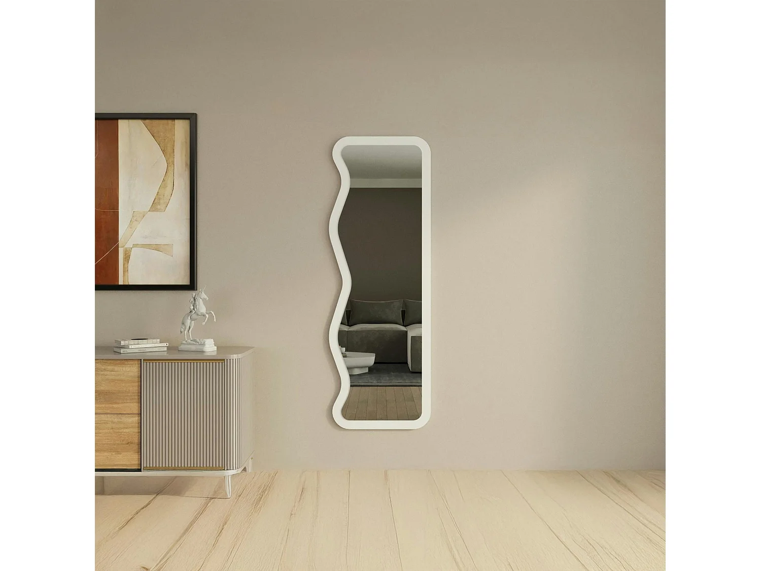 Miroir plein pied blanc avec ondulations - style moderne CODY