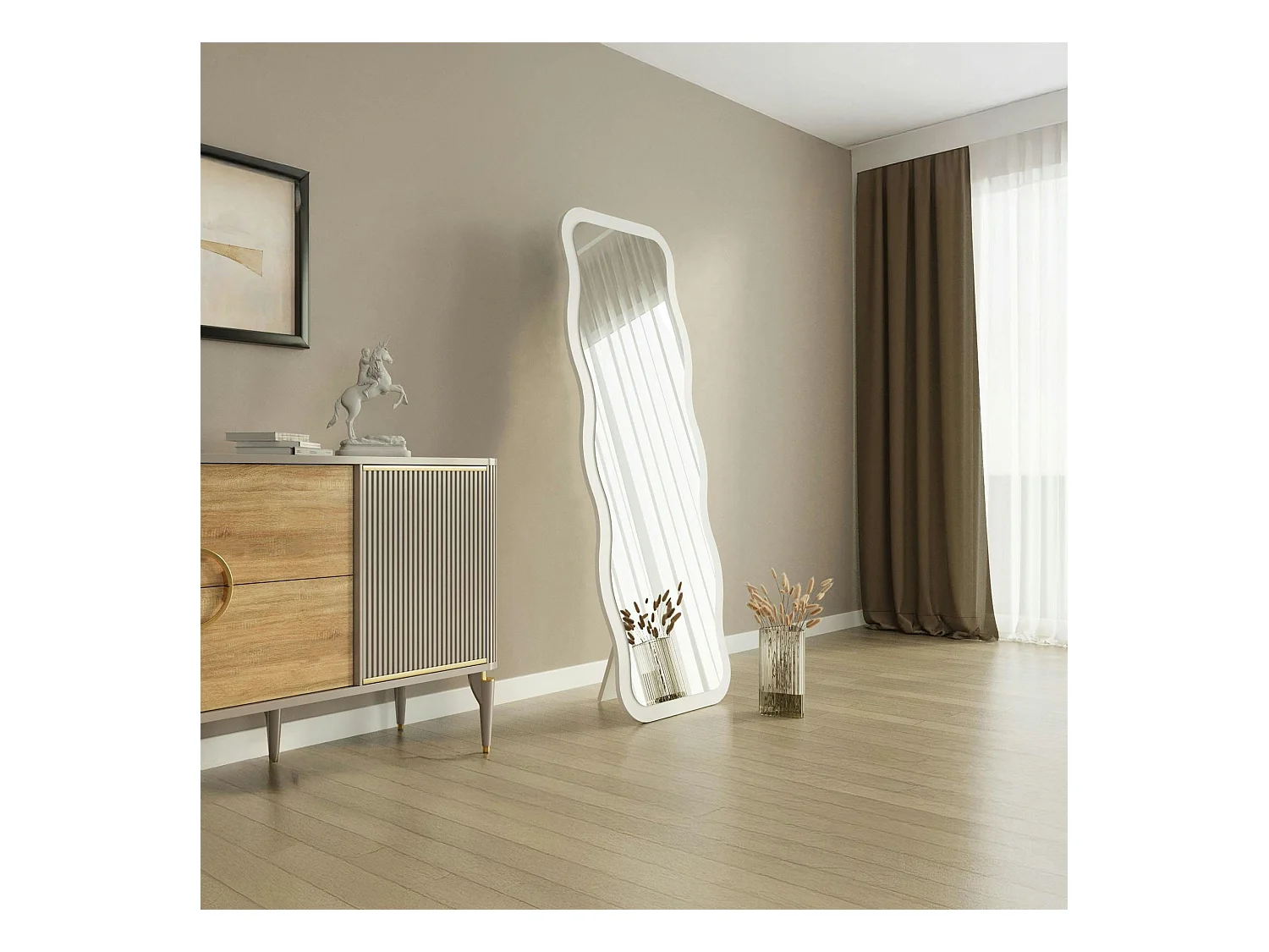 Miroir plein pied blanc - cadre vague 160 cm CODY