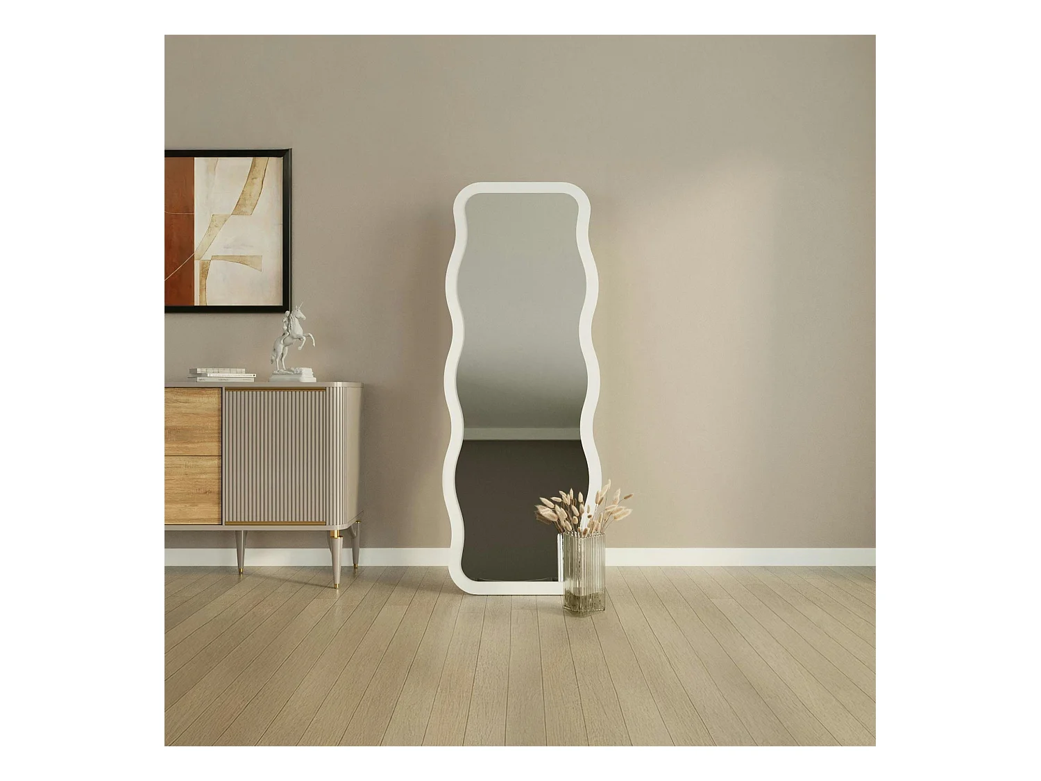 Miroir plein pied blanc - cadre vague 160 cm CODY