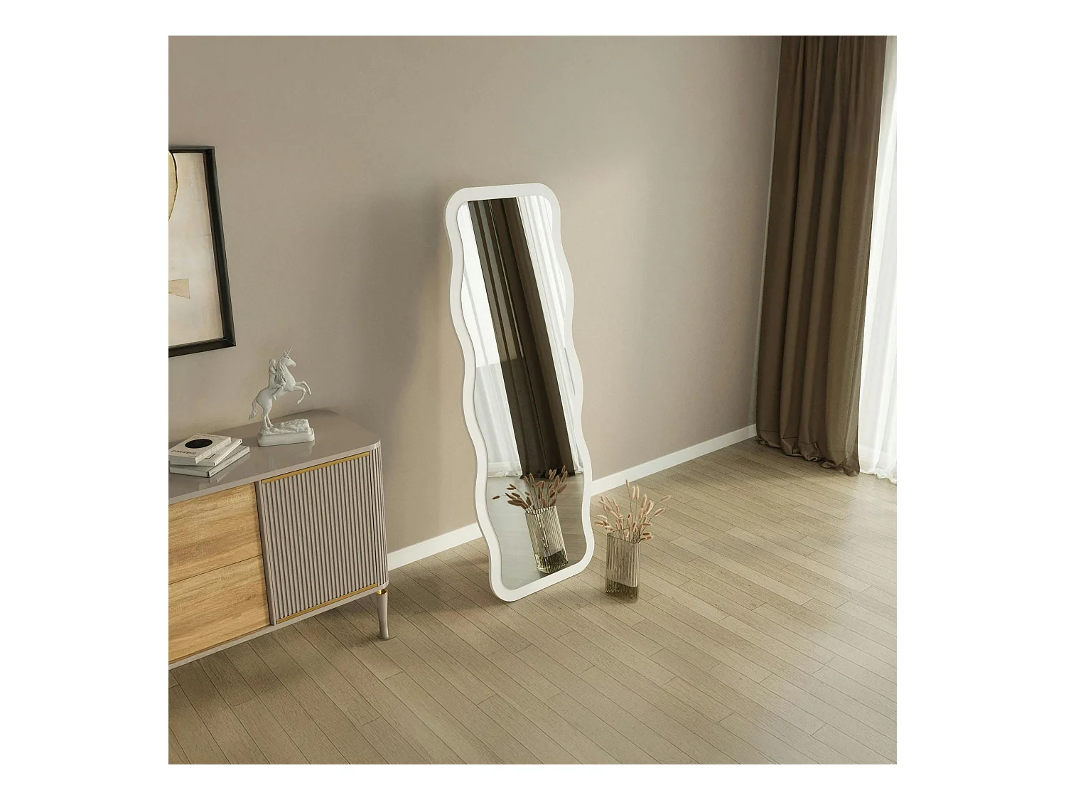 Miroir plein pied blanc - cadre vague 160 cm CODY
