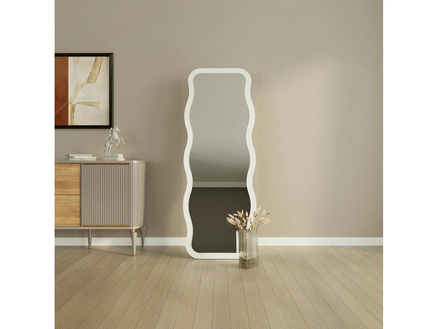 Miroir plein pied blanc - cadre vague 160 cm CODY