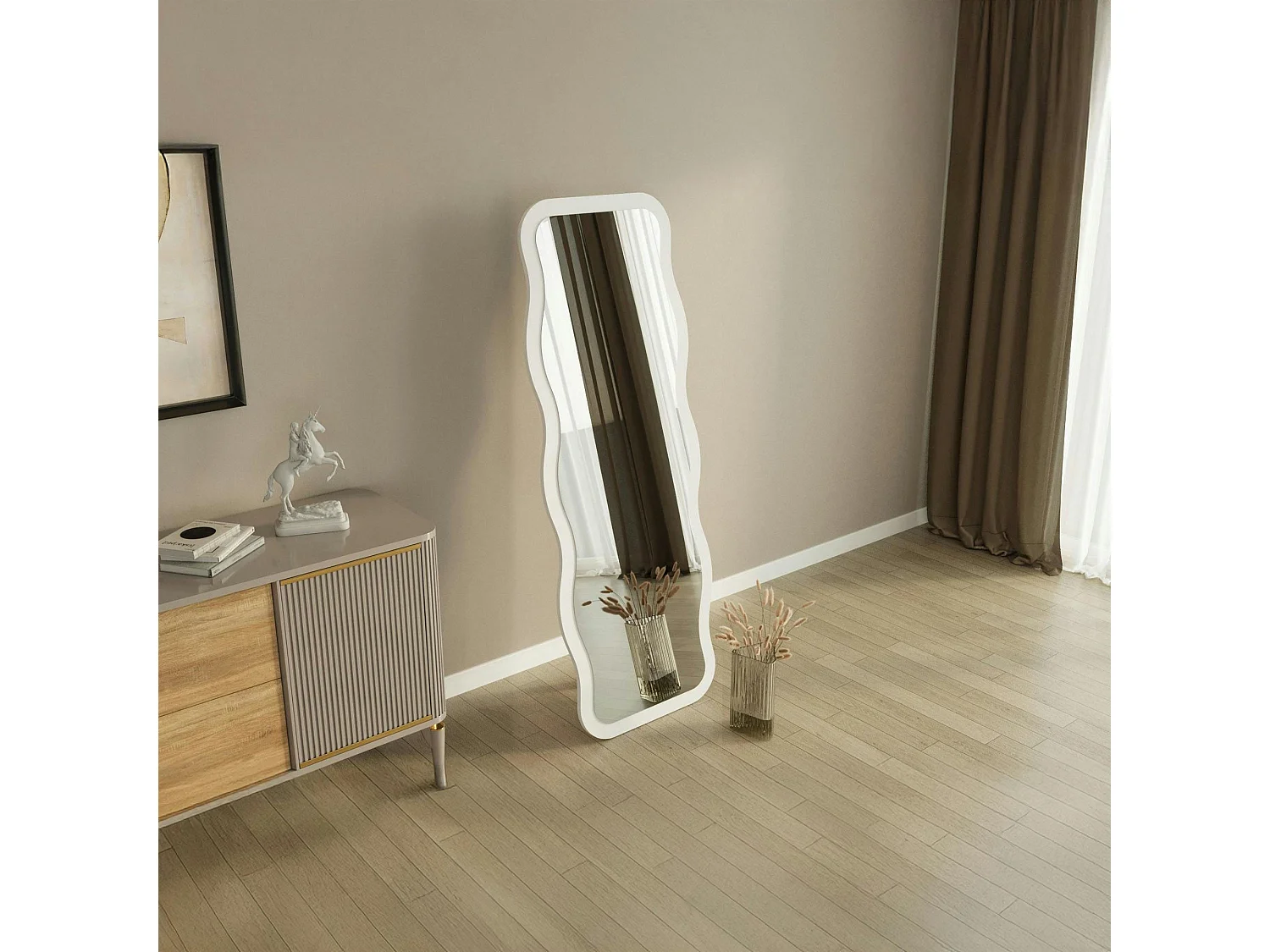 Miroir plein pied blanc - cadre vague 160 cm CODY