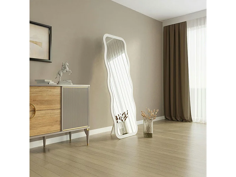 Miroir plein pied blanc - cadre vague 160 cm CODY