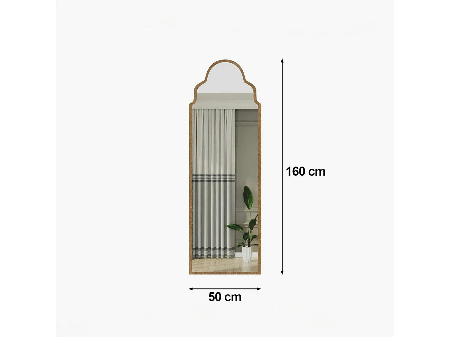 Miroir plein pied arche décorative, effet bois clair 160 cm CODY