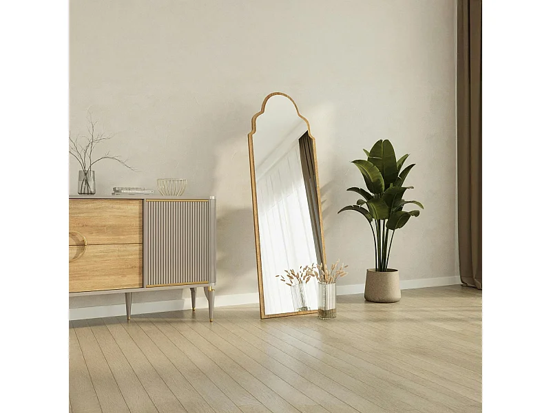Miroir plein pied arche décorative, effet bois clair 160 cm CODY