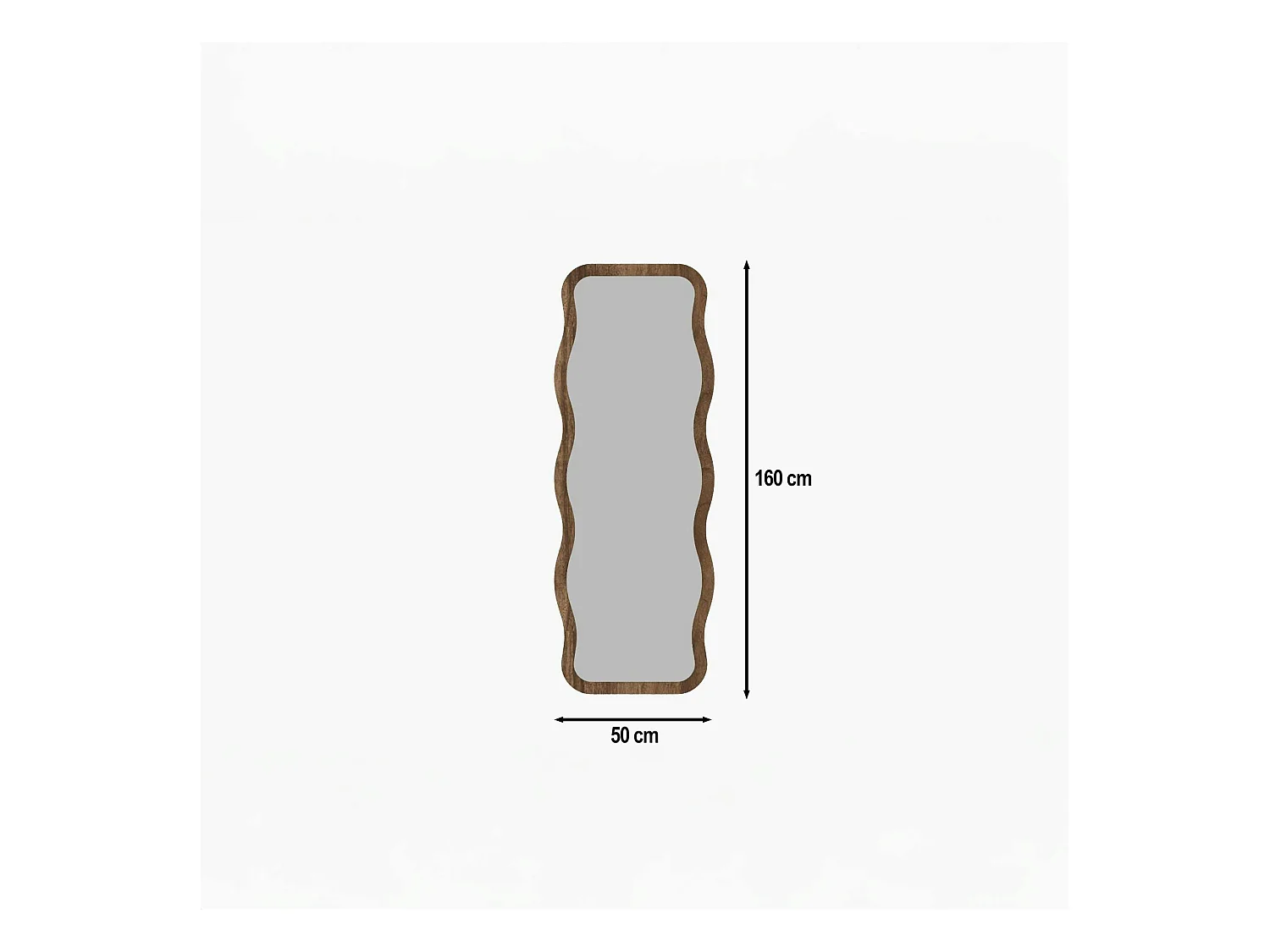 Miroir plein pied tendance effet bois noyer, vague 160 cm CODY