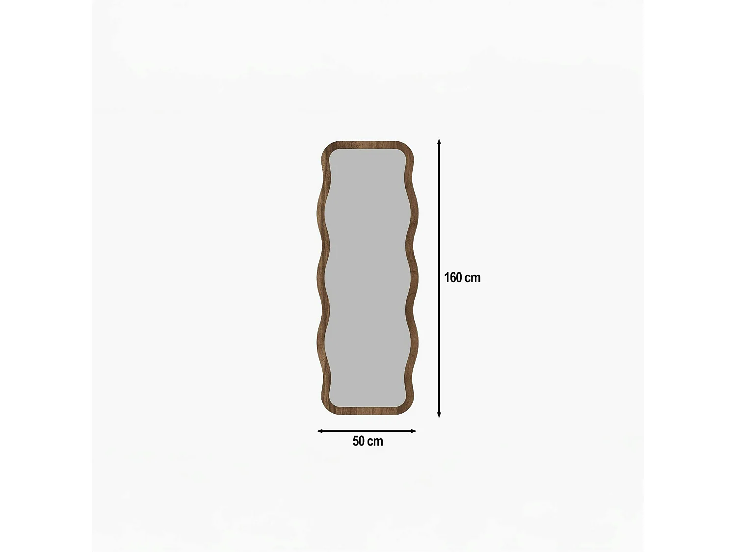 Miroir plein pied tendance effet bois noyer, vague 160 cm CODY