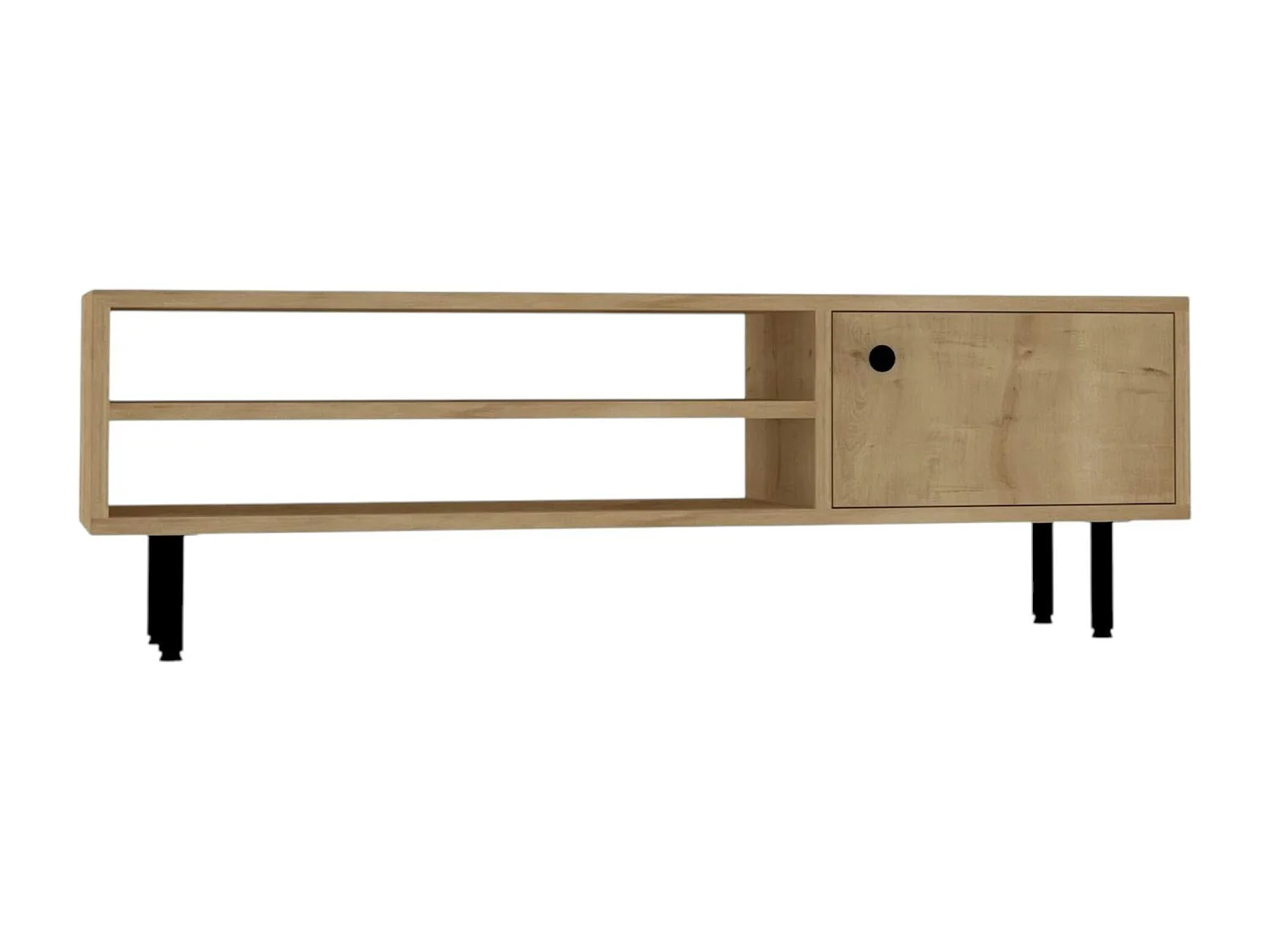 Meuble TV moderne effet bois clair - 2 niches traversantes JENA