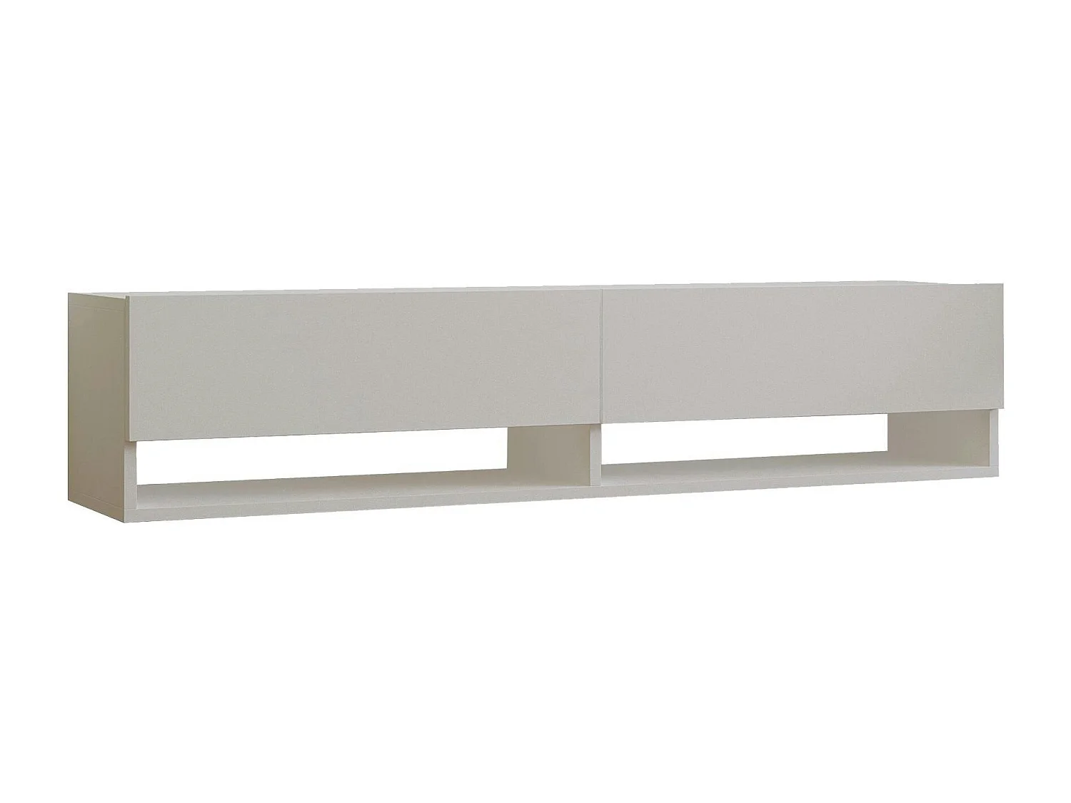 Meuble TV mural blanc - 2 niches ouvertes et 2 portes MARFA