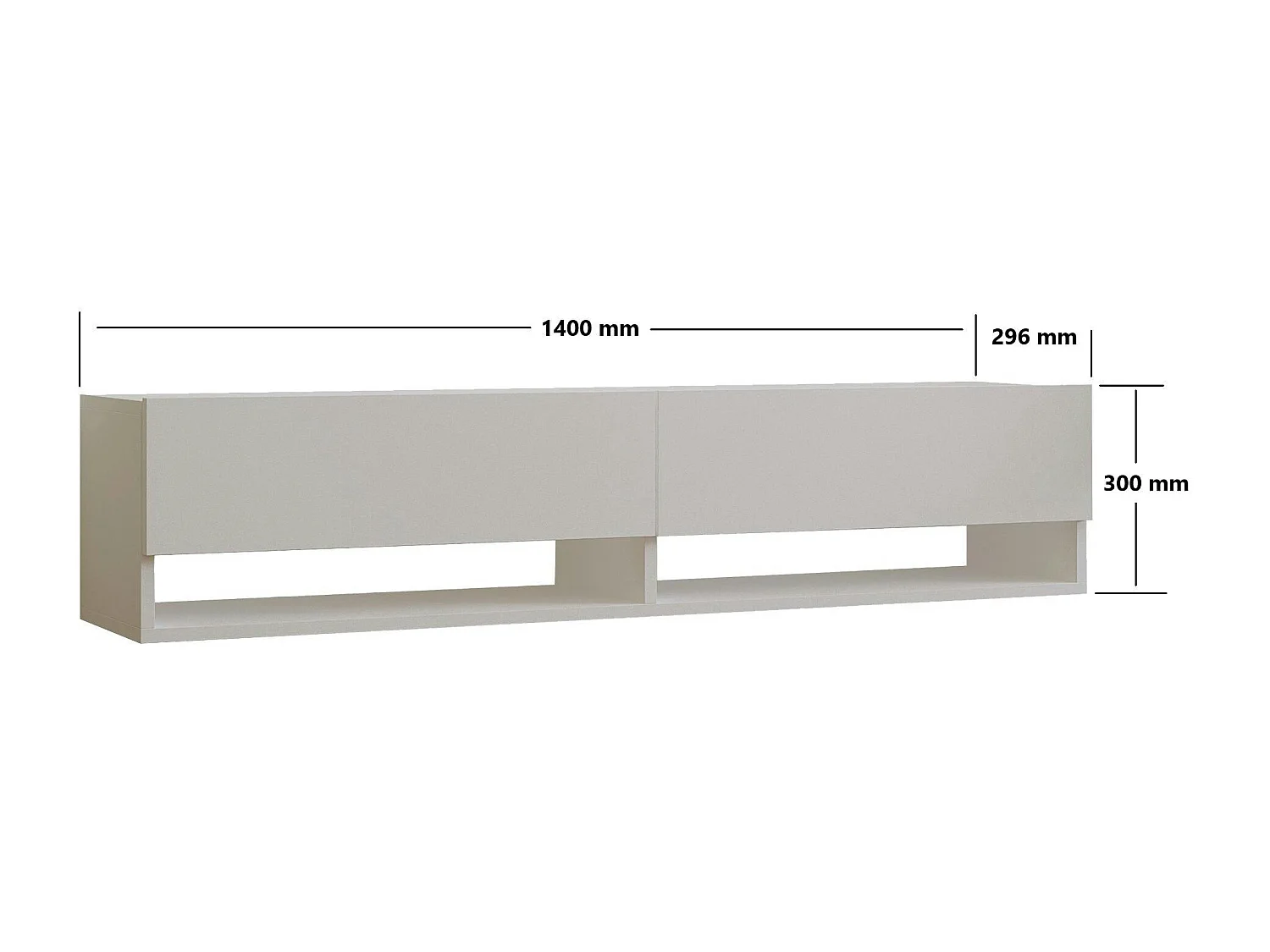 Meuble TV mural blanc - 2 niches ouvertes et 2 portes MARFA