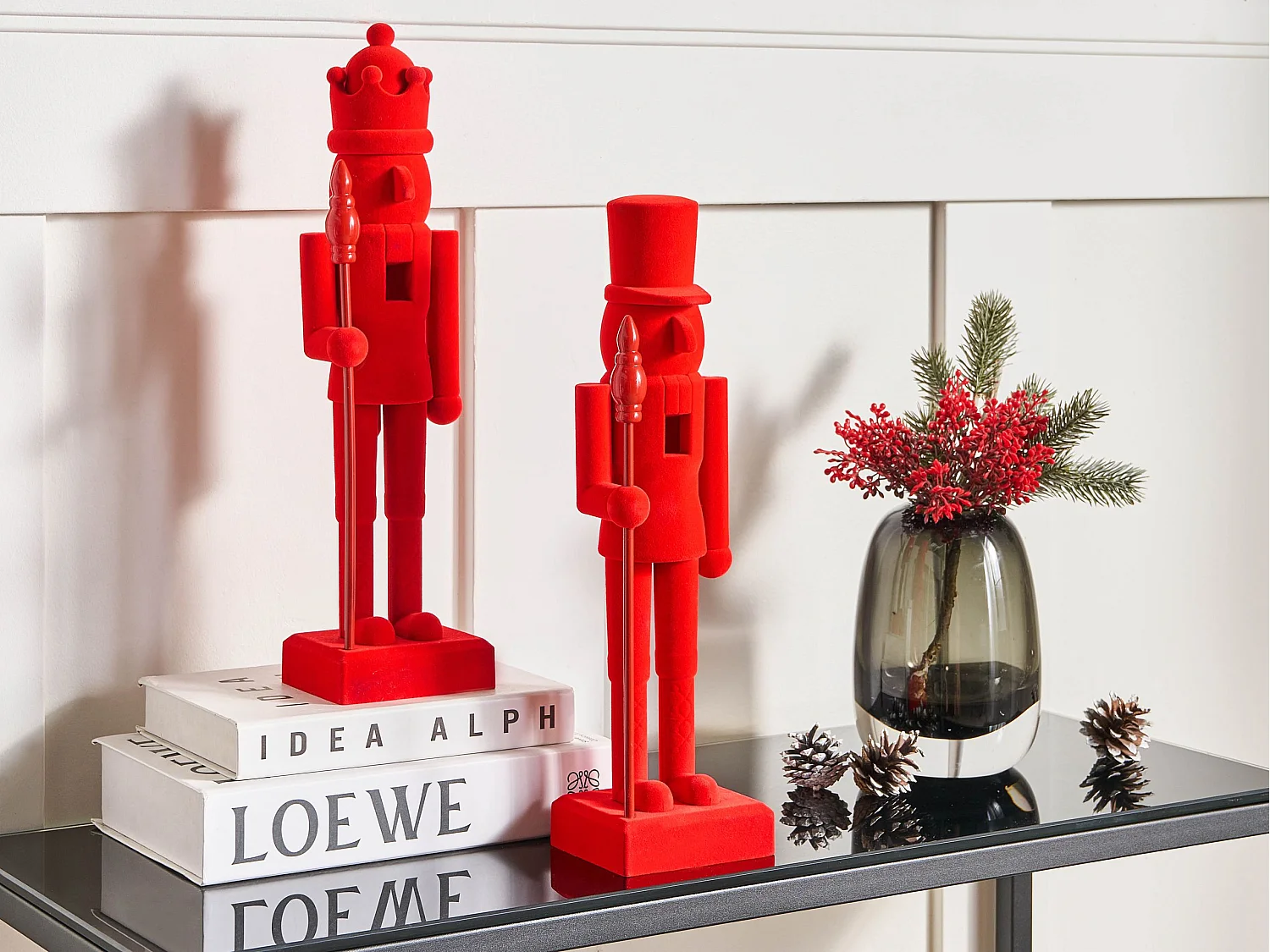 Lot de 2 figurines FLATEY Casse-noisette 40 cm Rouge