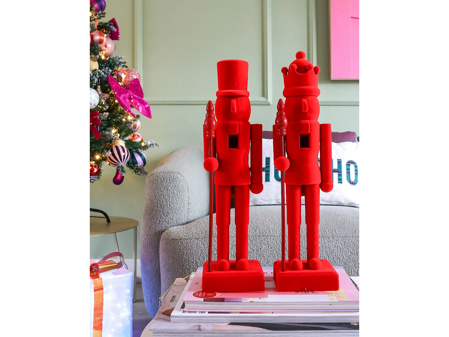 Lot de 2 figurines FLATEY 40 cm Casse-noisette Rouge