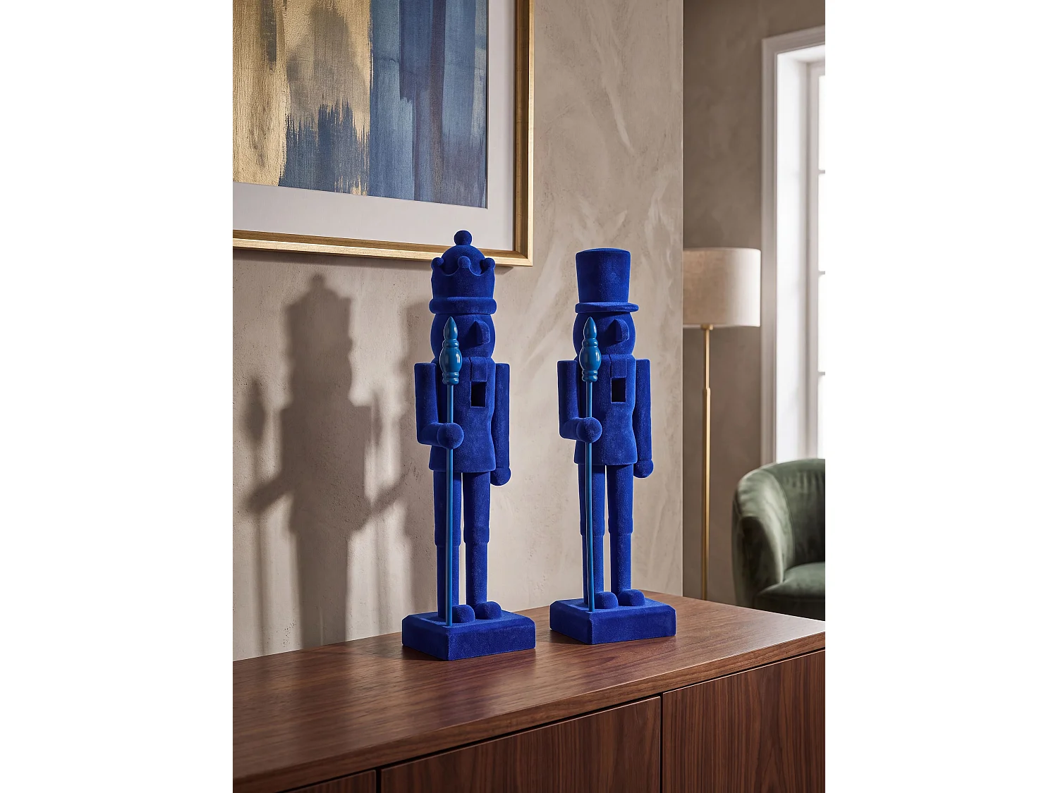 Lot de 2 figurines FLATEY 40 cm Casse-noisette Bleu