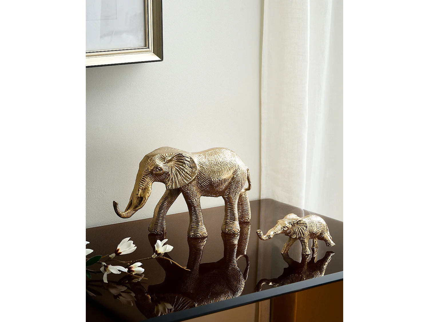 Lot de 2 figurines Éléphant SEDLARI Métal Doré