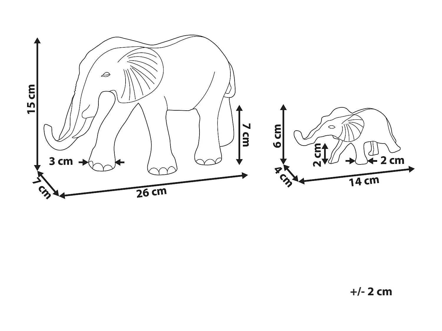 Lot de 2 figurines Éléphant SEDLARI Métal Doré