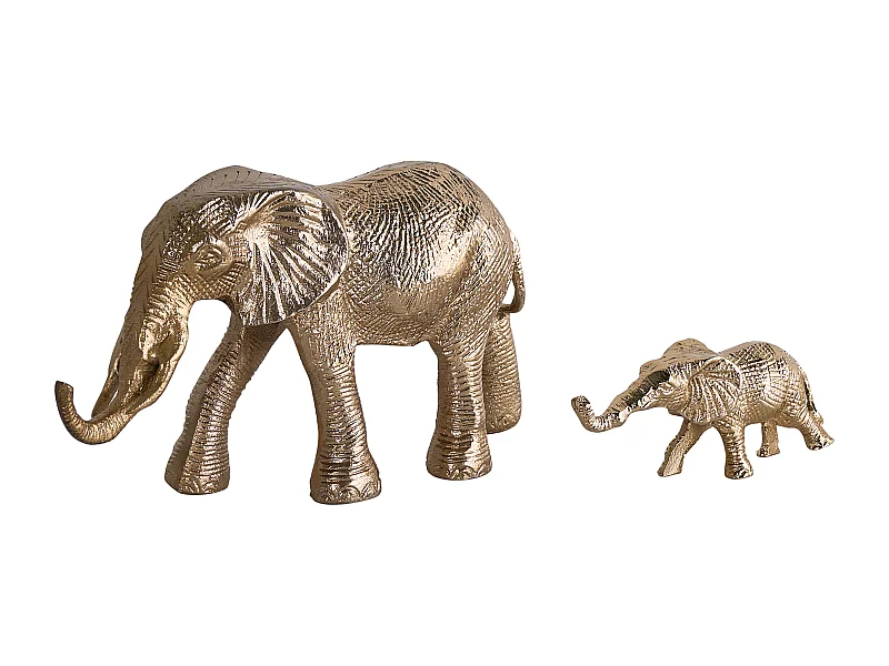 Lot de 2 figurines Éléphant SEDLARI Métal Doré