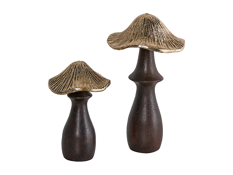 Lot de 2 figurines Champignon DUBLJANI Noir/doré