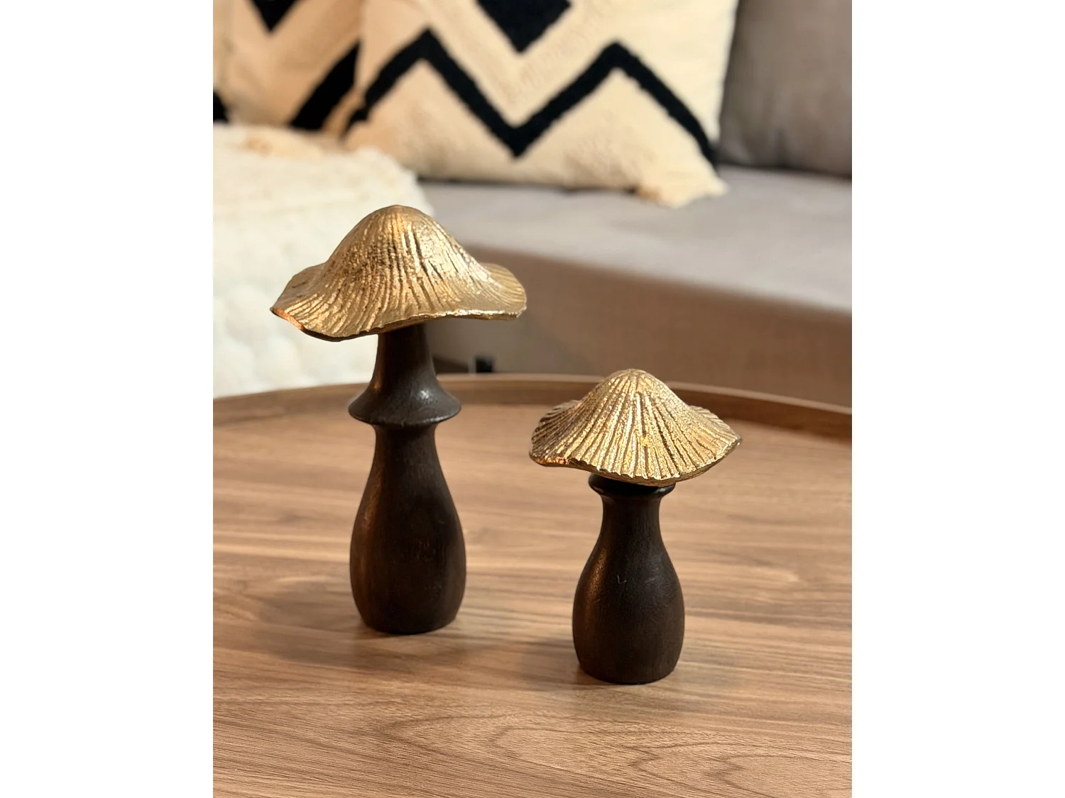 Set of 2 Figurines Mushroom DUBLJANI Black/ Gold